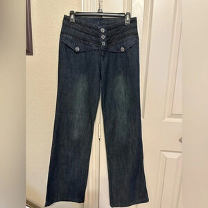 AZI Retro / VintageJean with braiding at waist and fancy buttons - size 10